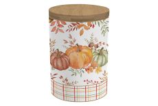 Банка для сыпучих продуктов, 1,1 л, фарфор P/бамбук, белая, Тыквы и листья, Harvest, 63071