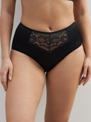 OmD 1234L EVERYDAY Трусы Slip Maxi (микрофибра с кружевом высокая линия талии) Omsa Трусы Nero (Черный)