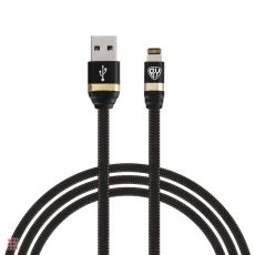 Кабель для зарядки Элегант iP, 1м, 2.4А, тканевая оплётка, черный