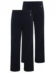 Girls Navy Straight Leg Jersey School Trouser 2 Pack