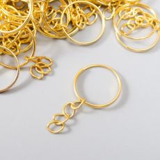 4438106 Основа для брелока кольцо металл с цепочкой золото 1,8х1,8 см набор 40 шт