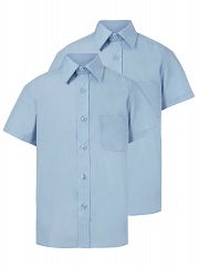 Boys Light Blue Short Sleeve School Shirt 2 Pack