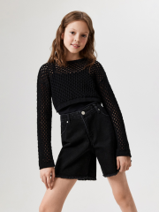 20210550015 Шорты джинсовые детские для девочек Leina черный ACOOLA Kids