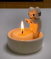 Керамический подсвечник для ароматерапии с котиком