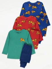 Lion Long Sleeve Pyjamas 3 Pack