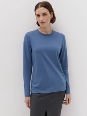 OmT_D1631 Лонгслив женский прямого кроя, CO+EL Omsa Лонгслив Jeans (Синий)