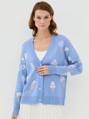 Кардиган женский 7241-14105 королевский голубой/ваниль/белый BE YOU