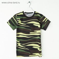 2106412 Футболка для мальчика А.1402-76 камуфляж зеленый, рост 140-146 см
