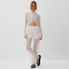Костюм женский (лонгслив с капюшоном, брюки) MINAKU: Casual Collection, размер 42, белый