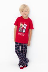CROCKID Пижама К 1599 кармин, шотландская клетка