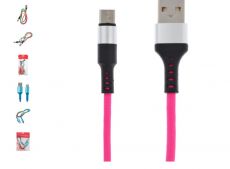 Кабель LuazON, Type-C - USB, 2 A, 0,9 м, оплётка нейлон, разноцветный 4487508
