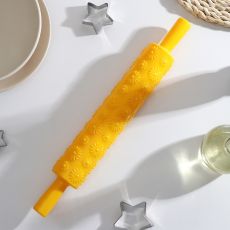 114606 Скалка кондитерская «Ромашки», 37 см, фактурная, цвет МИКС