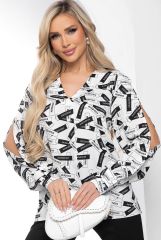 Б8442 LT Collection Блуза мультиколор (черный, белый)