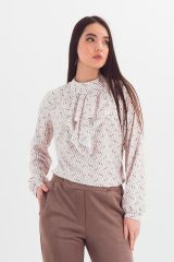 507427 Braslava Блузка молочный бежевый коричневый с рисунком