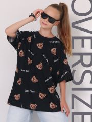 445656 Апрель Футболка тедди на черном+черный