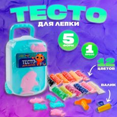 Тесто для лепки «Чемондан» 12 цветов по 15 г, 5 форм, валик, пресс 9670755
