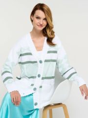 Кардиган женский 9232-91014 белый/мята/аспарагус NEWVAY