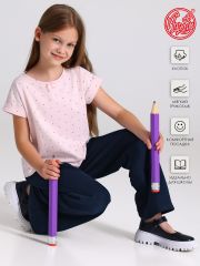 543103 Апрель Футболка темно-синий горох на светло-розовом