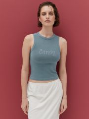 Mi 1322AS Fresh Майка укор. шир. бретели (делаве) декор, PA+EL Minimi Майка Jeans Wash/Candy (Синий)