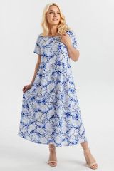 538797 RISE Платье Белый, васильковый