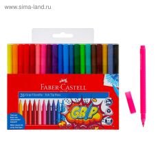 1986297 Фломастеры 20 цветов Faber-Castell Grip 1553 трехгранный корпус с массажными шашечками, ударопрочный наконечник