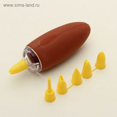 Емкость для крема, с 6 насадками 4х1,3 см,