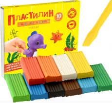 Пластилин повышенной мягкости 10 цветов, 150 г, со стеком Каляка-Маляка 3+