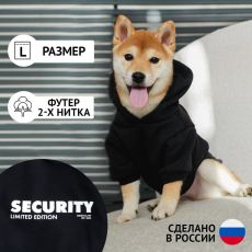 9345562 Толстовка Security для собак (футер), размер L (ДС 30, ОШ 38-40, ОГ 52-56), чёрная