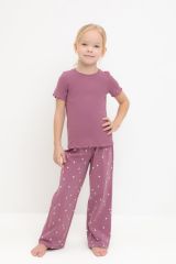 CROCKID Пижама К 1636 темная орхидея, поле с ромашками