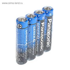 3795202 Батарейка солевая Panasonic General Purpose, AAA, R03-4S, 1.5В, спайка, 4 шт