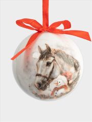 Игрушка елочная, 7 см, пенопласт, шар, Конь и снеговик, New year