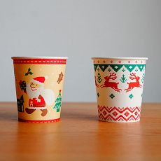 Новогодние одноразовые бумажные стаканы, 20 шт.