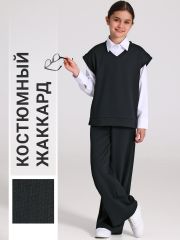 552157 Апрель Костюм твид елочка черный