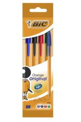 Ручка шариковая, синий, черный, красный, зелёный, тонкое письмо, BIC Orange Fine 1529601
