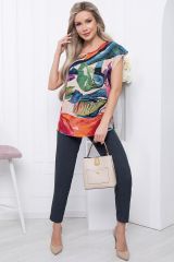 К5813 LT Collection Костюм синий, блуза - бежевый