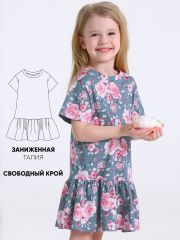 516767 Апрель Платье розы на сером
