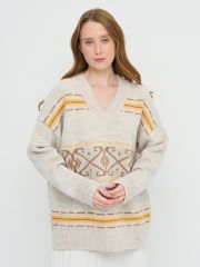 Джемпер женский 9242-94178 св.бежевый/карамельный кофе/форзиция NEWVAY