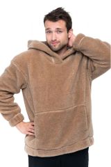 Толстовка мужская из верблюжьей шерсти оверсайз HOT TREND (с капюшоном, цвет Camel) цвет КОРИЧНЕВЫЙ