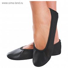 3708296 Чешки, сетка/натуральная кожа, цвет чёрный, длина по стельке 21 см