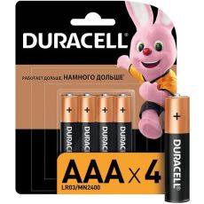477834 Батарейка алкалиновая Duracell Basic, AAA, LR03-4BL, 1.5В, блистер, 4 шт