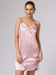 OmD 0109D PINK LOVE Сорочка принт. жен. (на узких бретелях укороченная), PL Omsa Сорочка Cipria/Multicolour (Мультиколор)