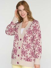 Кардиган женский 7242-14126 ваниль/розовый меланж BE YOU