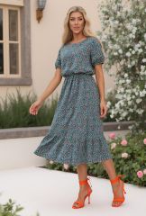 543214 LT Collection Платье зеленый/мультиколор