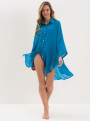 Si 0612K VISCOSA Туника пляжная жен.(на пуговицах) удлиненная SiSi Туника Blu (Синий)