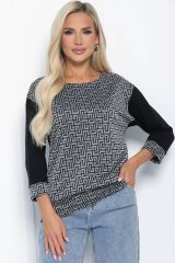 446941 LT Collection Блуза чёрно-серый