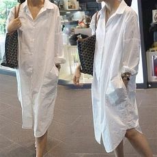 Платье-рубашка из хлопка, 2 расцветки, S - 5XL
