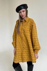 472257 RISE Рубашка Горчичный, черный