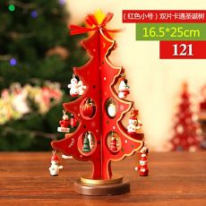 Ёлка декоративная деревянная с игрушками, 25 см