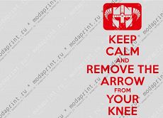 KEEP CALM AND REMOVE THE ARROW FROM YOUR KNEE