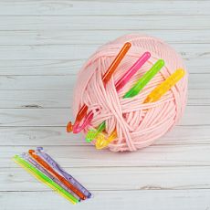 1161167 Крючки для вязания пластиковые, d=3.0-12.0мм, 14см, 9шт, цвет МИКС